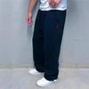 Embroidery Street Style Joggers With Elastic Waist For Casual Urban Wear Men