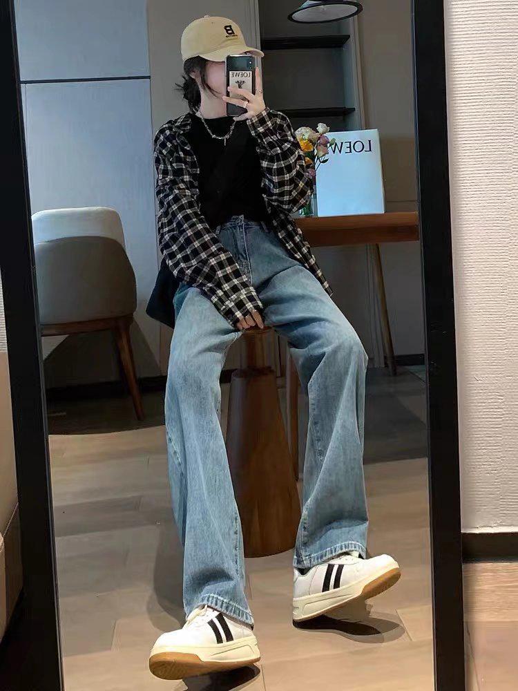 Dámské retro džíny s vysokým pasem a širokými nohavicemi, rok 2022 – letní/jarní zeštíhlující volný střih