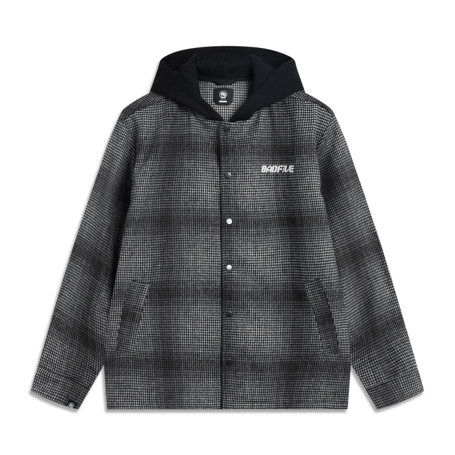 

Li Ning Basketball Series Anti-Five Series Hooded Patchwork Plaid Letter Jacket Men jackets AFDVA13-4 XL