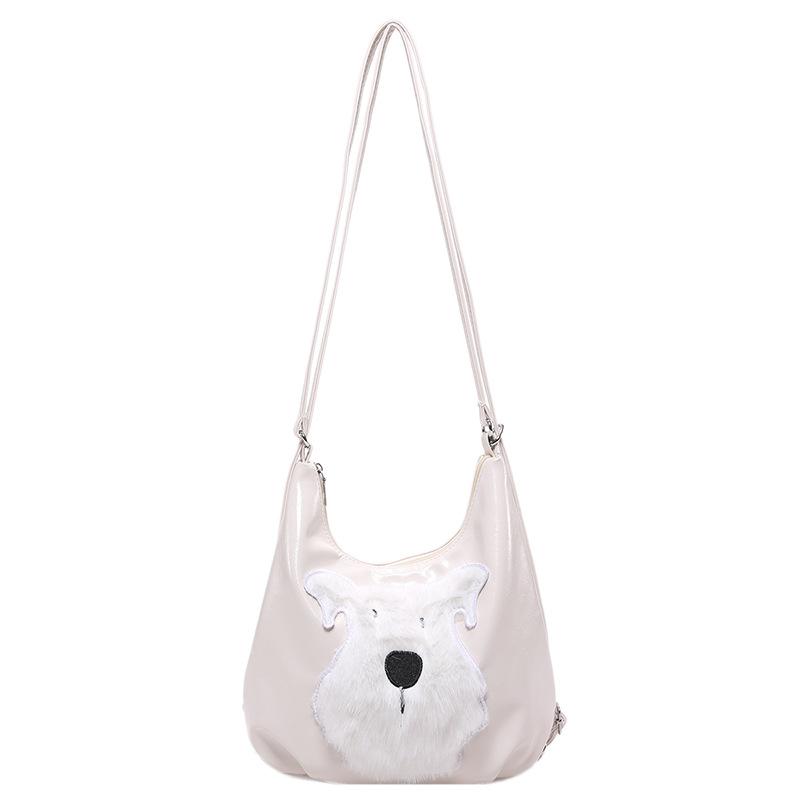 Autumn and Winter Retro Large-capacity Women's Backpack 2024 New Versatile Cute Cartoon Puppy Multi-purpose Shoulder Tote Bag