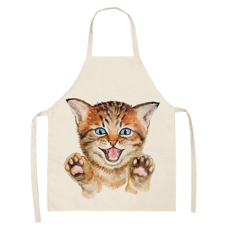 Cooking Home Kitchen Apron Cartoon Cat Print Sleeveless Color Apron Men Women Baking