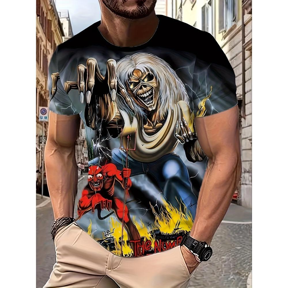 

Горячая распродажа лето мужская новая футболка с 3D-принтом живые мертвецы рок-музыка круглый вырез короткий рукав хэви-метал модная повседневная футболка XL