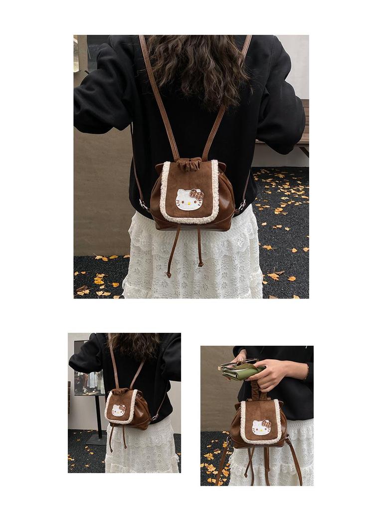 Retro Kitten Plush Mini Backpack for Kids - Cute & Versatile Small Bag