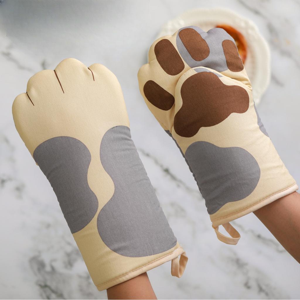 1pc Cute Cat Paws Oven Mitts Cat Claw Baking Oven Gloves Anti-scald Microwave Heat Resistant Insulation Non-slip Cat Paw Gloves