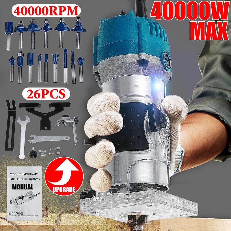 Holz Elektro-Trimmer Holz Laminat Handfräse 35000 U/min Elektrischer Handtrimmer Kantenverbindungsfräser Holzbearbeitungswerkzeug 1280W