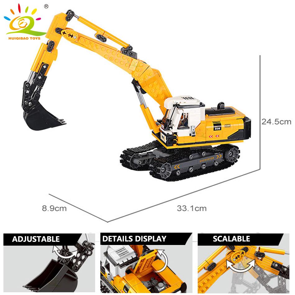 Engineering Truck Building Blocks Vehicle Excavator Bulldozer Crane Car Bricks City Construction Toys For Children Boys