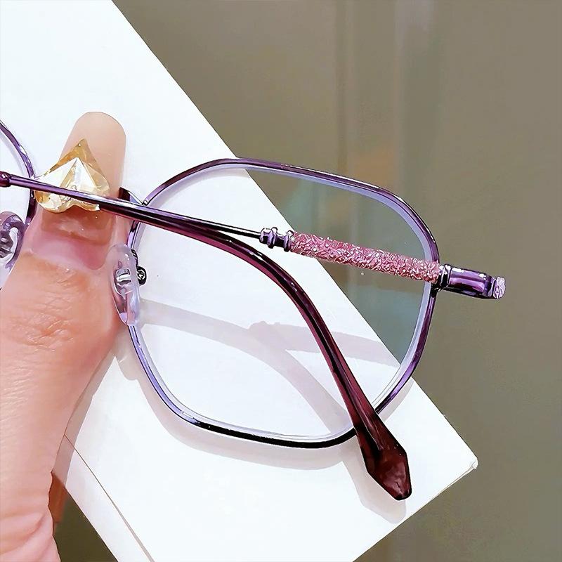 Purple Silk Fashionable Reading Glasses Vintage Silver High-End Reading Glasses Personalized Metal Frames Presbyopia Eyewear