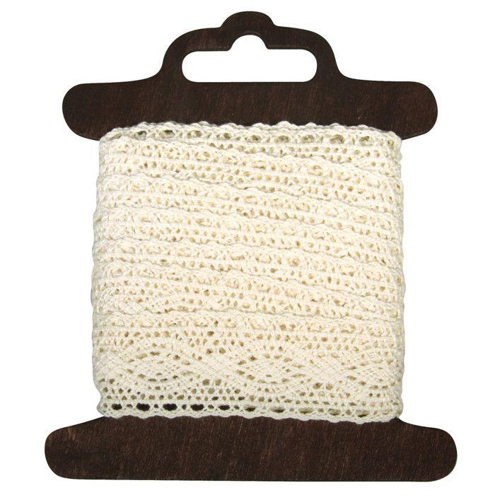 Galon en coton Cassandra, 2,3cm, carte en bois 2,5m, beige