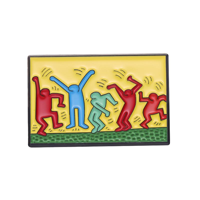 Musthave Haring Keith Inspired Yellow Brooch With Playful Cartoon Features For Lovers Art