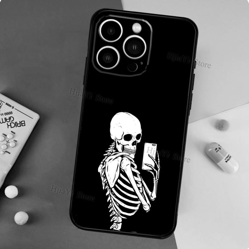 Skeleton Art Case For iPhone 11 14 15 16 Plus Soft Phone Cover For iPhone XR X XS 12 13 Pro MAX Mini