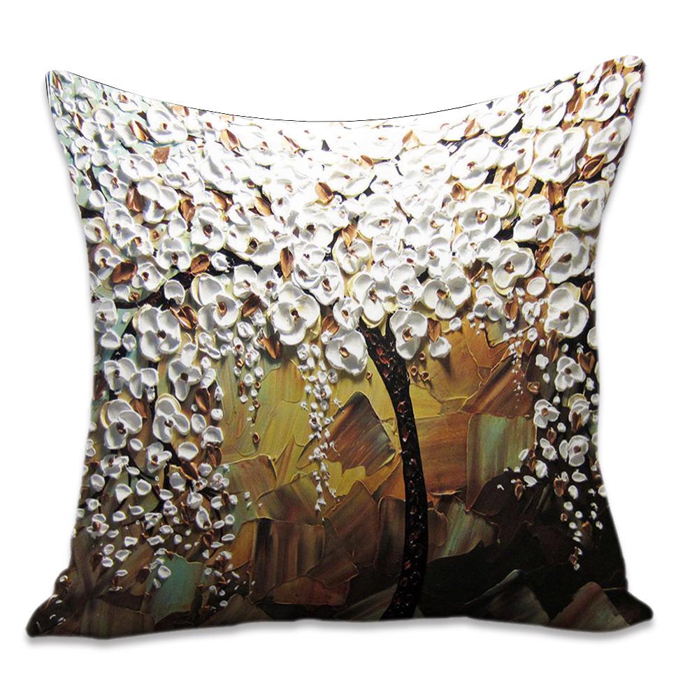 Printed Pillowcase Digital Printed Cotton and Linen Super Soft Peach Leather Velvet Pillowcase Oil Painting Style Pillowcase