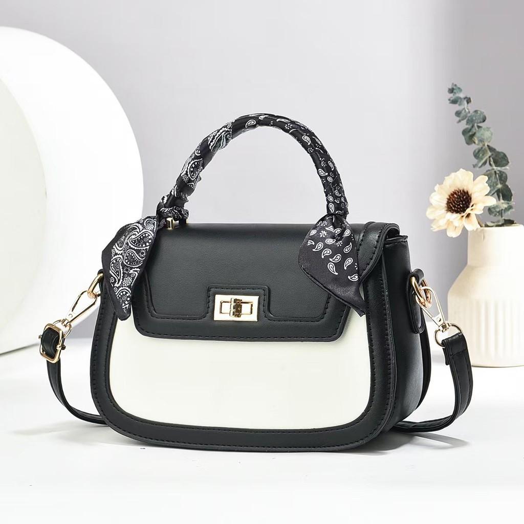 

Trendy Two-tone Pu Crossbody Bag Versatile Stylish Handbag For Everyday Wear Black White