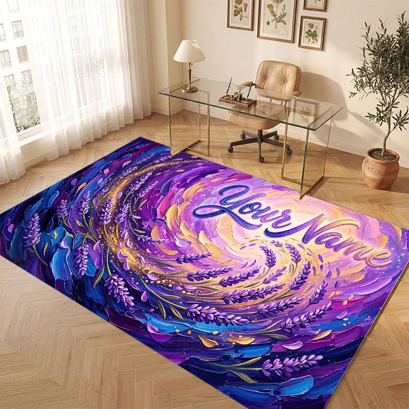 Fantasy Magic Theme Crystal Velvet Floor Rug Personalized Custom Name Text Warm Carpet Home Decoration