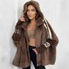 Cappotto in Peluche Caldo Casual da Donna Cardigan alla Moda con Zip e Maniche a Trombetta Cappotto Largo con Cappuccio Abbigliamento da Pendolare Autunno Inverno