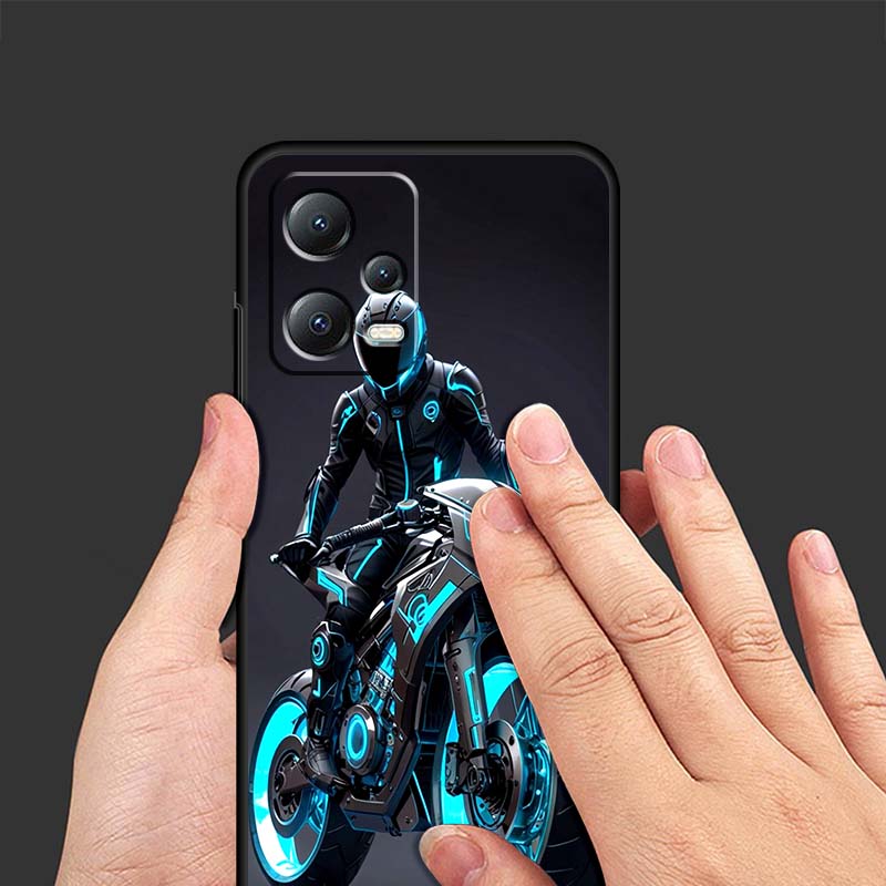 Creative motorcycle rider cool Phone Case For Xiaomi Redmi Note 15 14 13 12 12S 11E 11 11S Pro Plus 4G 5G Black Soft TPU