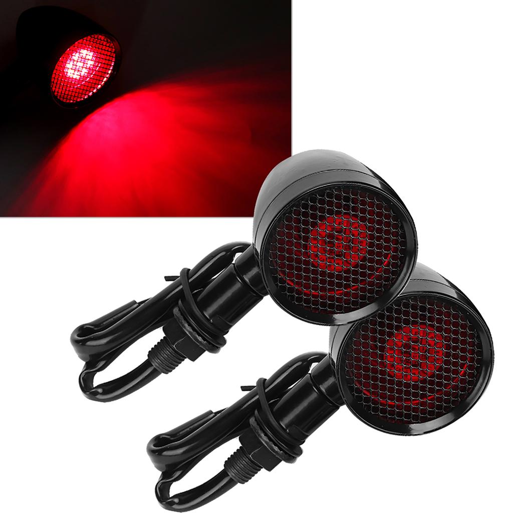 Motorcycle Retro Grid LED Turn Signal Brake Light Metal Blinker Flashes