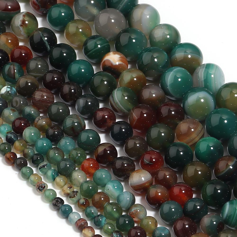 1 Strand Natural Peacock Stripe Agate Stone Beads Round Loose Beads For Jewelry Making DIY Bracelet Accessories 4/6/8/10/12mm