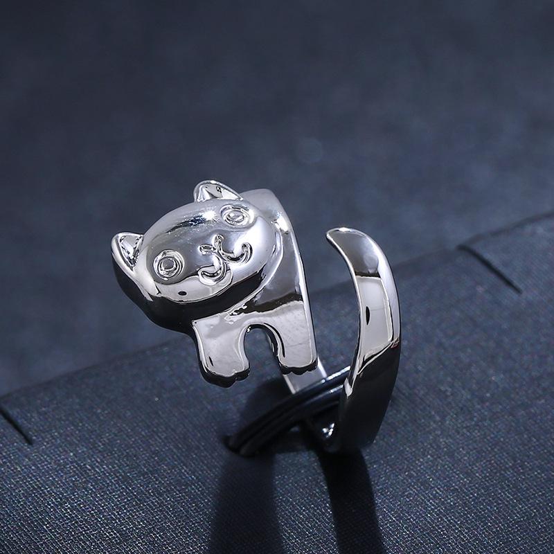 Women s Fox Open Ring - Silver-Plated Copper with White Gold