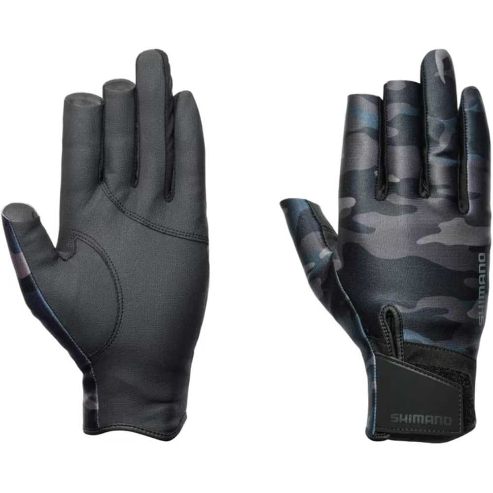 Shimano Titanium Alpha Gloves 3-Finger Cut Semi-Long GL-055Y Black Multi-Camo XL