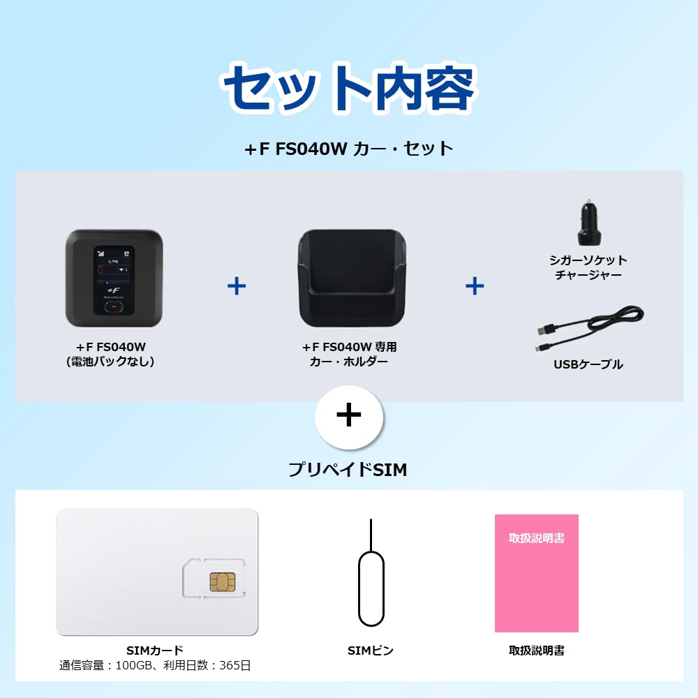 100G prepaid SIM 365 days a Fuji Soft Car Router FS040W Car Set cigarette socket No contract required No monthly fee charge not No return required