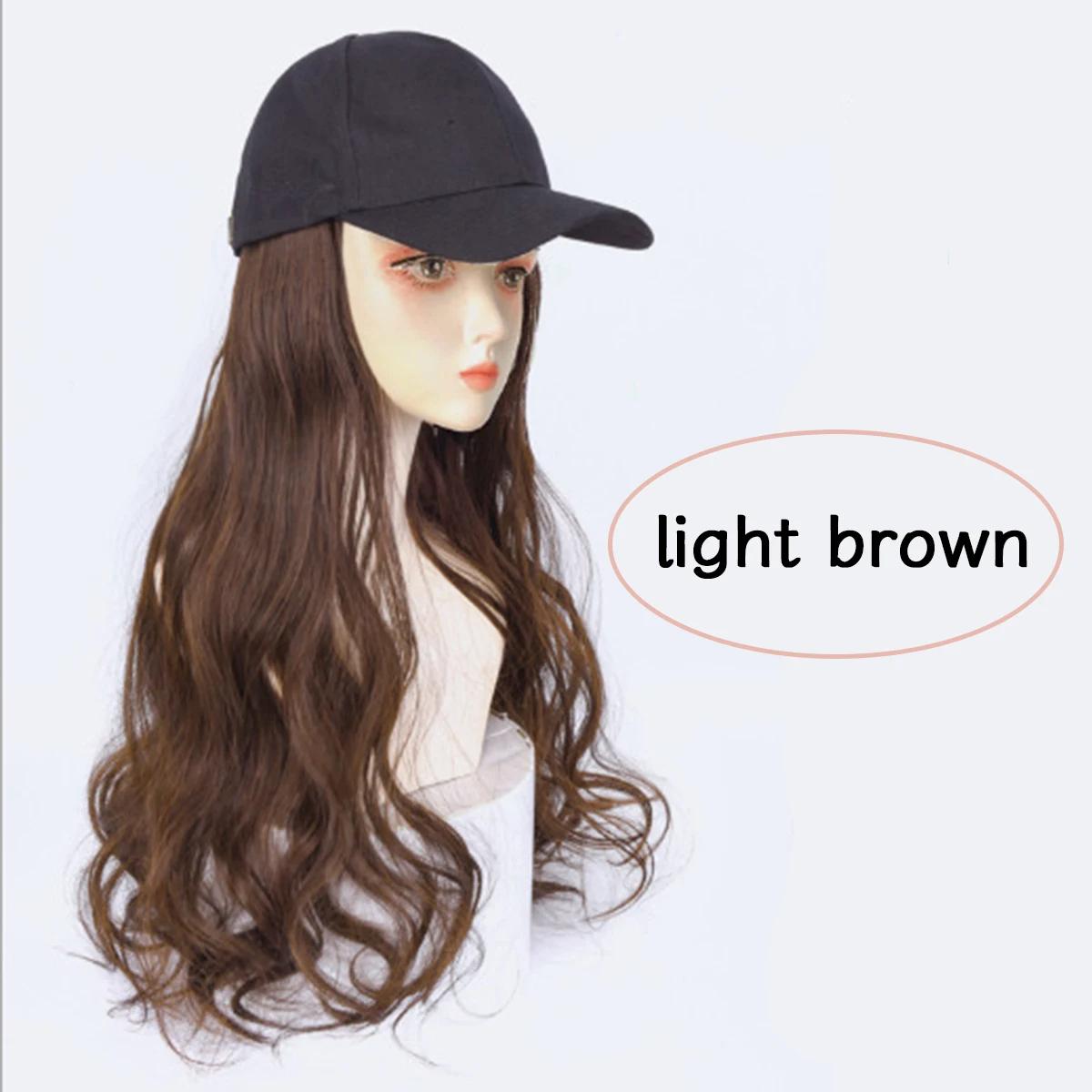 

Парик, шляпа, цельная женская большая волнистая, длинная, вьющаяся кепка с утконосом, бейсболка, парик из синтетического волокна, бейсболка