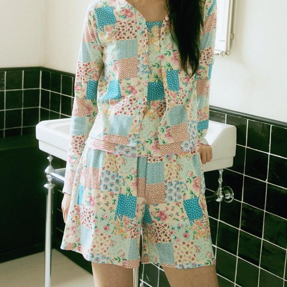 Dalparty Women Lovely Patch Pajama Cardigan Single option