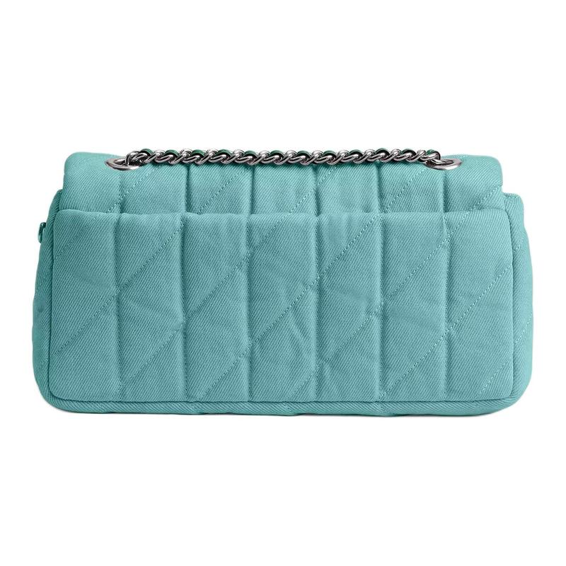 Coach Borsa a Spalla Trapuntata in Denim Tabby 26 Logo Classico Media da Donna Blu