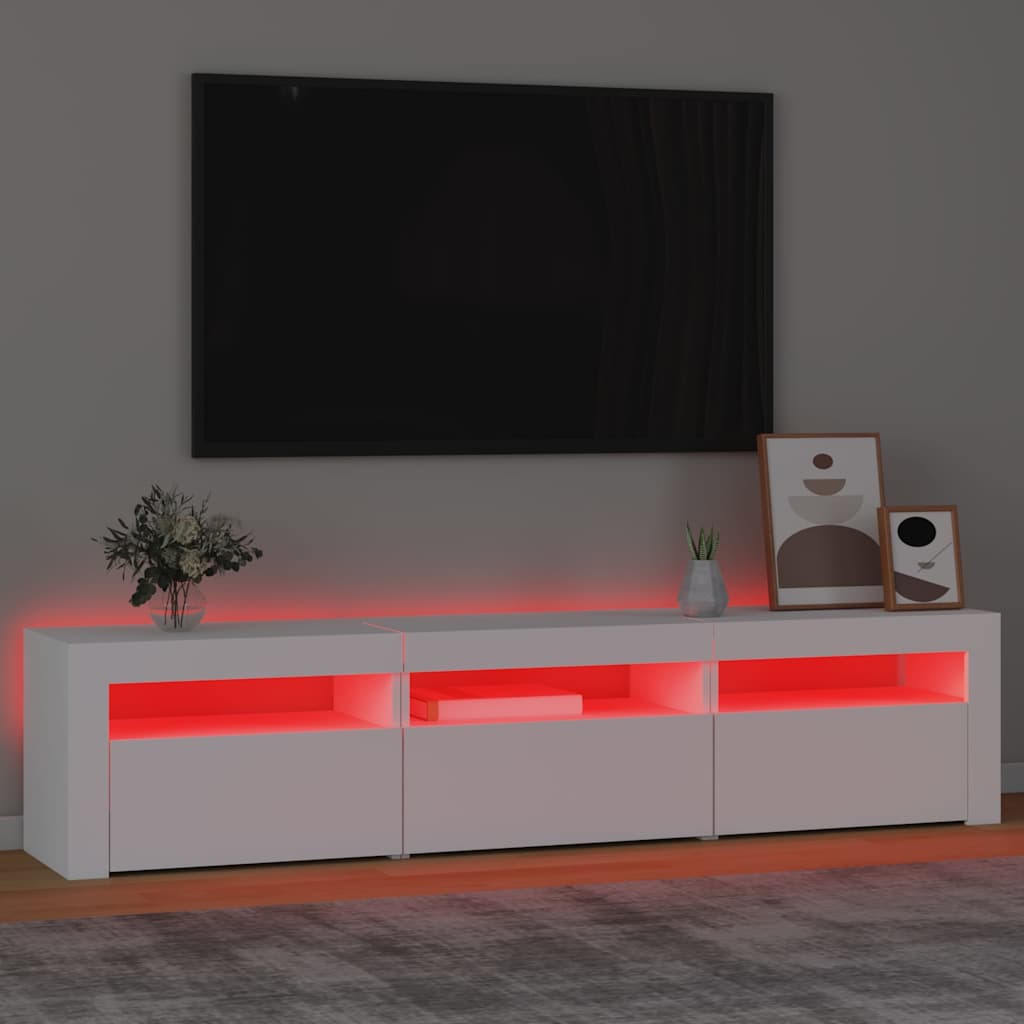 Vidaxl Szafka Pod Tv Z Oświetleniem Led, Biała, 180X35X40 Cm