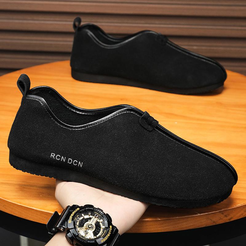 

Мужские летние туфли с одной педалью, черные парусиновые туфли 2024 года, новые мужские дышащие универсальные шапочки, спортивные туфли на плоской подошве 39