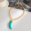 Ethnic Style Wolf Tooth Pendant Necklace Gold Punk Western Cowboy Style Necklace Jewelry Accessories Vintage Cow Horns Necklace