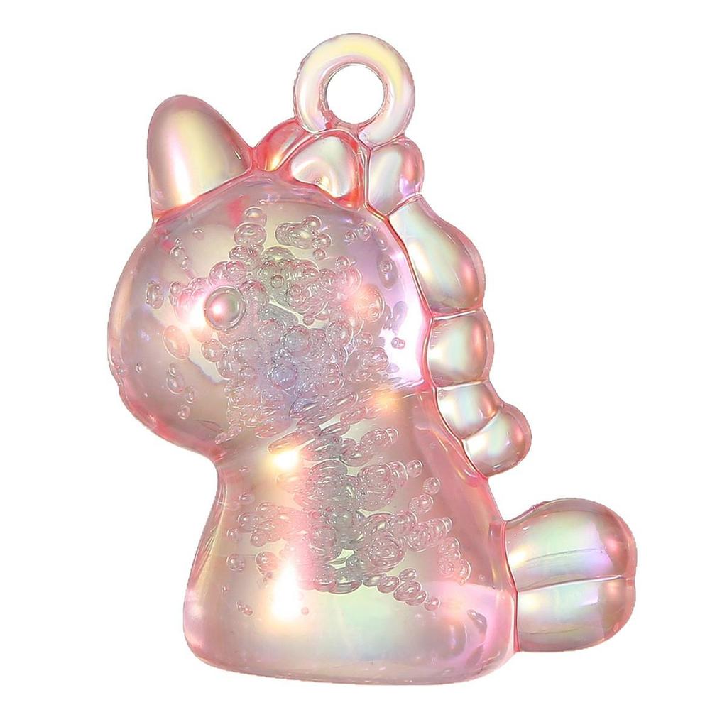 Adorable Acrylic Keychain: Pink Heart Teddy Bear, Bubble Unicorn, and Elephant Charm