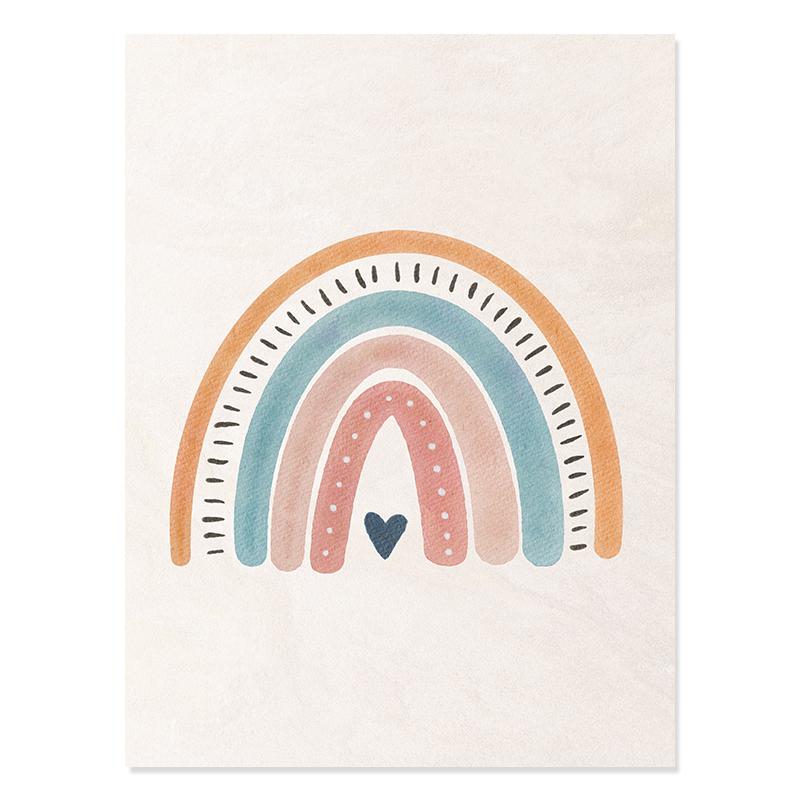 Boho Aquarell Süße Regenbogen Herzen Sonnenschein Kindergarten Poster Drucke Leinwand Malerei Wand Kunst Bilder Baby Zimmer Home Decor