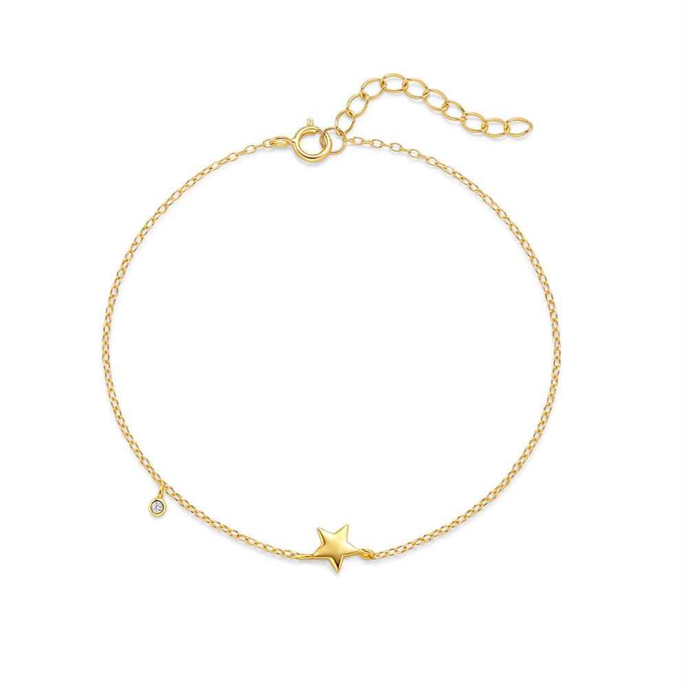 Simple And Fashionable S925 Sterling Silver Five-Pointed Star Small Pendant Stacked Bracelet Versatile Bracelet Daily Commuter Accessories