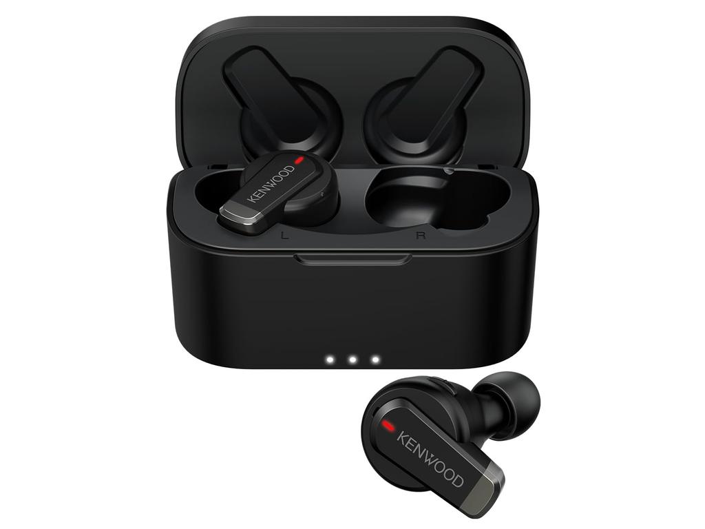 JVC KENWOOD Wireless Earphones Bluetooth Noise Canceling Black Up to 21h Playback Outside Sound Capture Low Latency Sticker Included KH-BIZ70T-BA