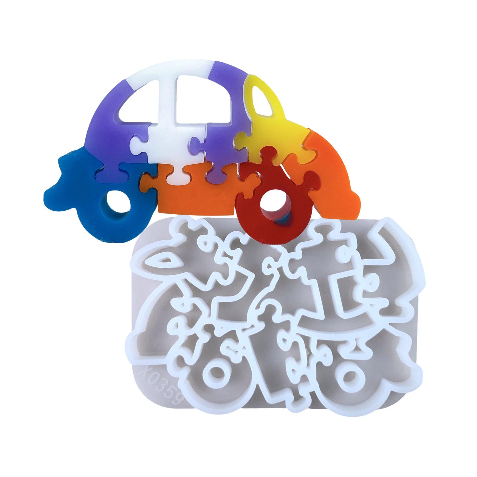 

Форма для украшения стола Гибкая силиконовая форма для автомобиля Форма для украшения в виде игрушки-пазла Гипс Инструмент для дошкольного обучения Формы