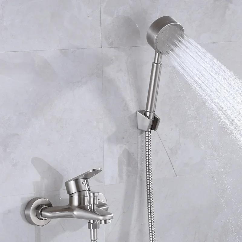 Cold Hot Mixer Bathtub Faucet Stainless Steel Bathroom Faucet Shower Head Faucet Set Shower Accessories Wall Mounted Tap