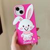 Cartoon Cute Rabbit Phone Case Compatible for iPhone 14 13 12 Pro Max 11 7 Plus Pink Stereoscopic Silicone Protective Cover