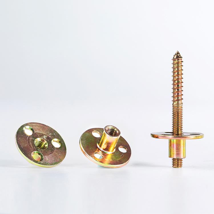 Triple-Hole Metric Iron Plate Nut (M6/M8/M10) Furniture Connector with Double-Ended Thread