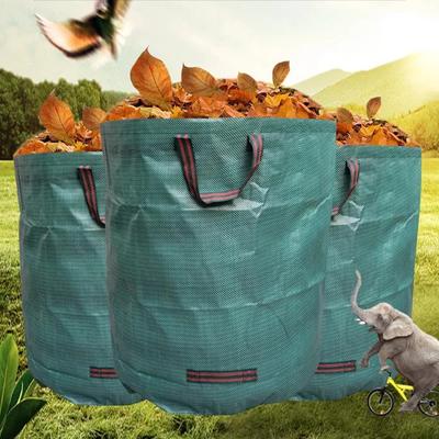 Garten-Laubsack mit großem Fassungsvermögen, Sammelsack für Äste und Laub, Dunkelgrün, PP-Gewebe, Wiederverwendbar, Pflanzmüllsack, Zubehör