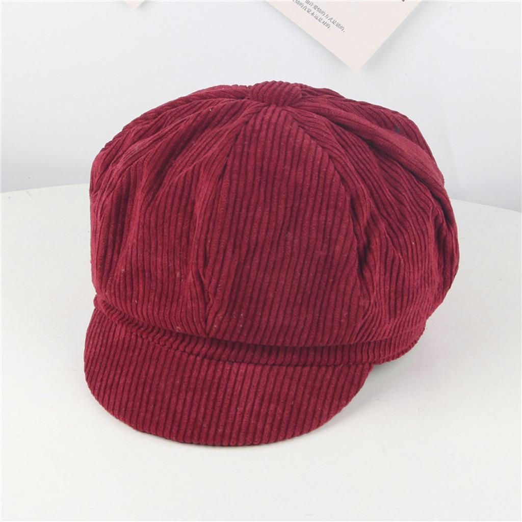 Children  Color Corduroy Retro Beret Leisure Tongue Cap