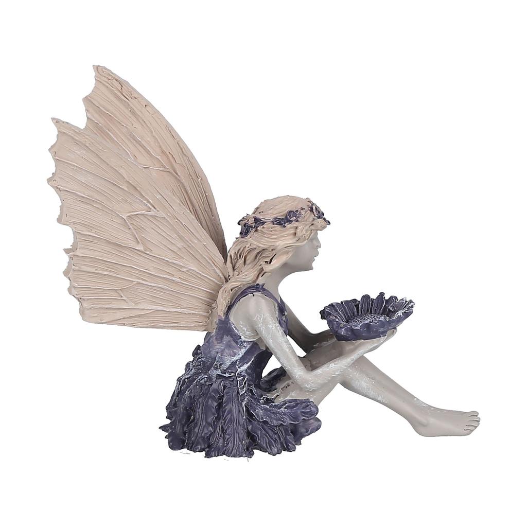 Statuie Zână Așezată Ornament Decorativ Zână Floarea-Soarelui pentru Grădinărit Exterior Acasă