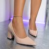 Spring and summer new European and American women's square heel patent leather work shoes fashion pointed high heels size 36-43