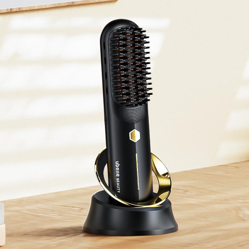 UBelle Cold Wind Wireless Ionic Hair Straightener & Curling Comb Ivory White