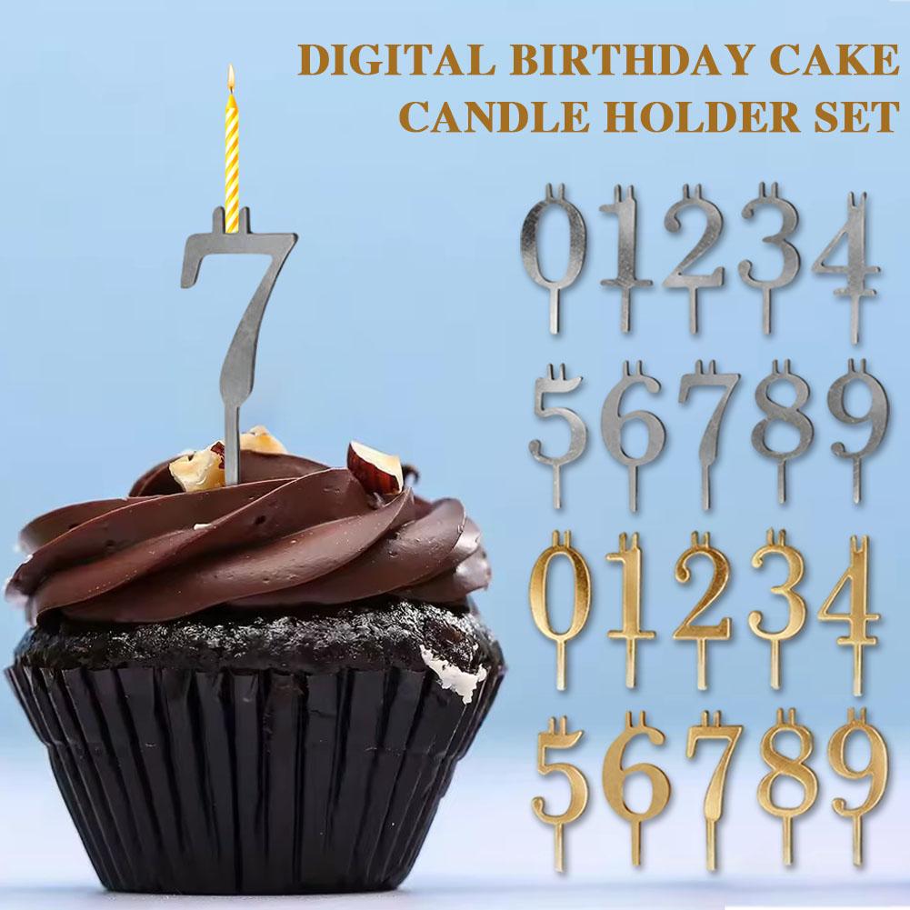 10pcs/set 0-9 Number Happy Birthday Cake Topper Wedding Cake Topper Adorn For Kids Birthday Party Holiday Cake Supplies