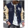 Men's Alphabet Print Baseball Collar Bomber Jacket Loose Casual Sports Long-sleeved Varsity Jacket Suitable for Autumn and Winter
