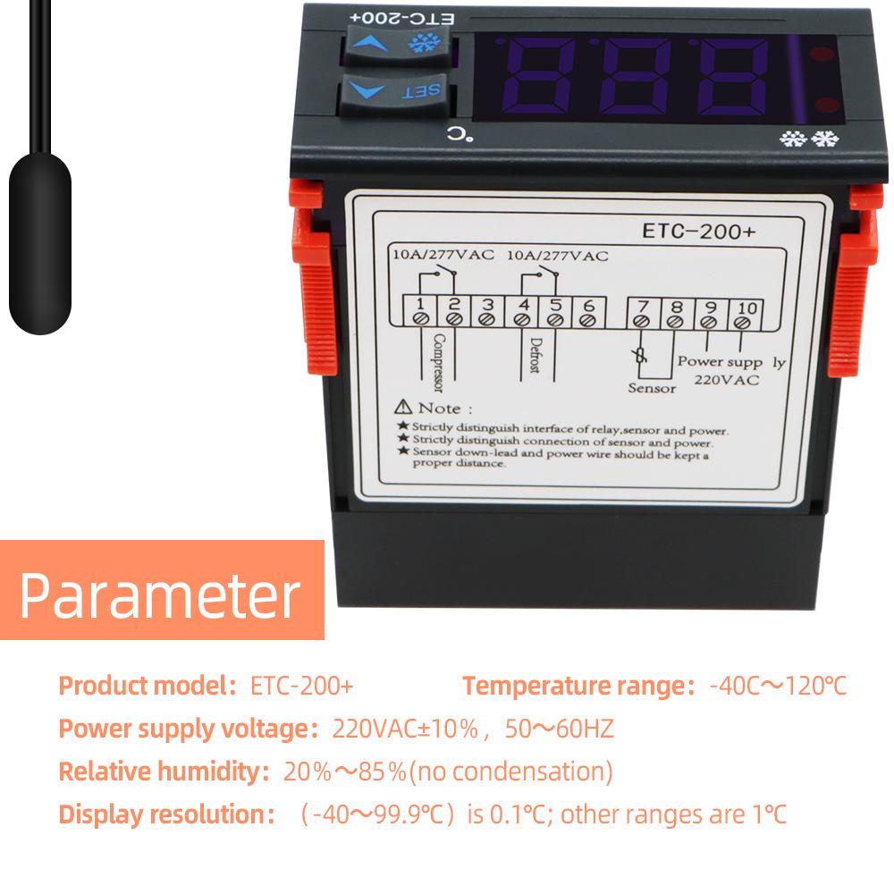 ETC-200+ Digital Thermostat Microcomputer Temperature Controller Refrigeration Heating Controller 220V with Data Reading