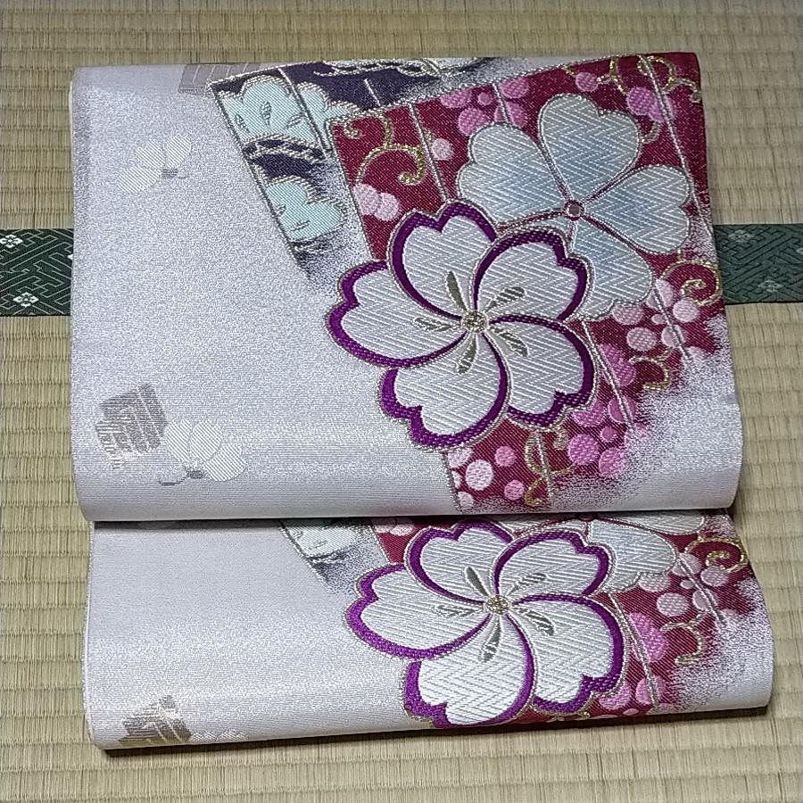 Used Double-sided Pure Silk Nishijin-ori Fukuro Obi Nishijin-ori