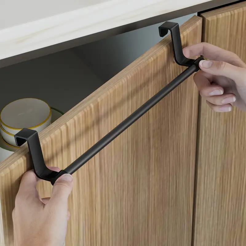 1pc Steel Over Door Towel Bar Storage, Hanger For Cabinet Or Cupboard, Holder Rack For Kitchen, Bathroom,Holds Hand/Dish Towels