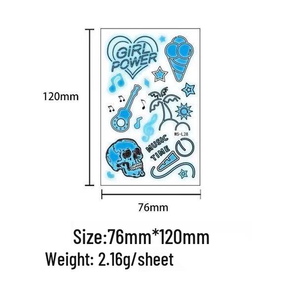 Blue Luminous Tattoo Stickers for Nightclub and Music Festival Parties