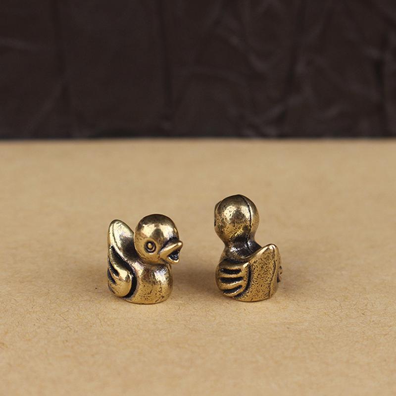 Deux Figurines de Canard en Laiton, Service à Thé Fait Main, Décorations de Table Basse sur le Thème des Animaux de Compagnie, Ornements de Bureau et Cadeaux Mignons de Canard